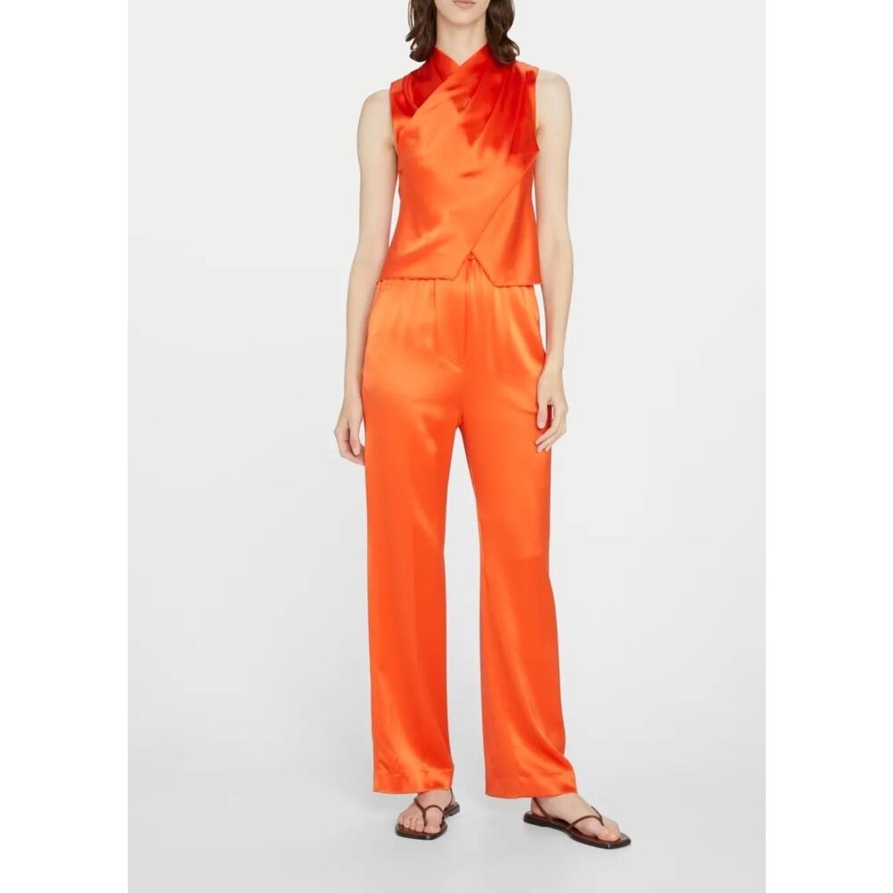 Nanushka Difya Satin Draped Crisscross Top & Millo Pleated Satin Pants S/XXS